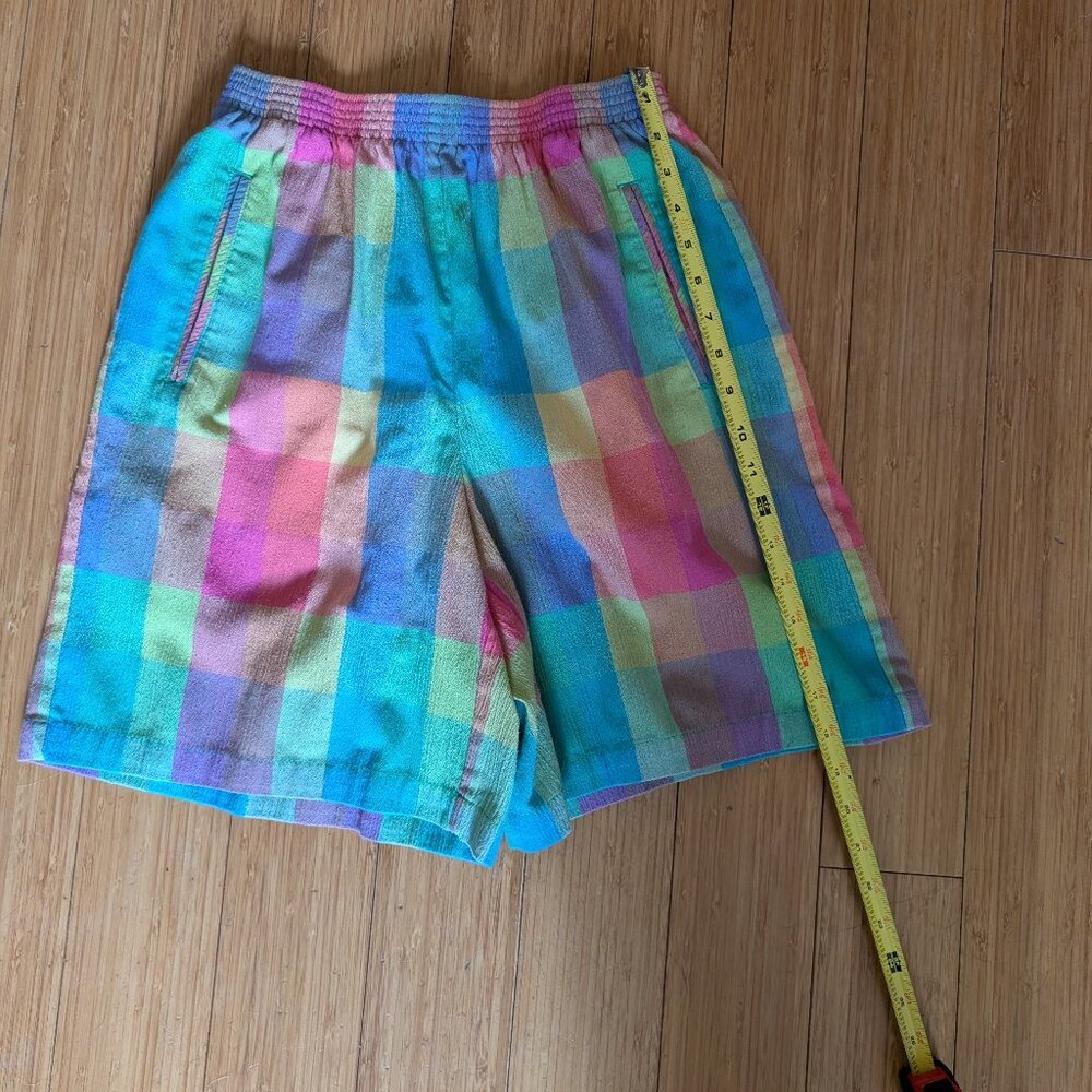 Vintage rainbow plaid shorts/tee set - size small - Picture 7 of 11